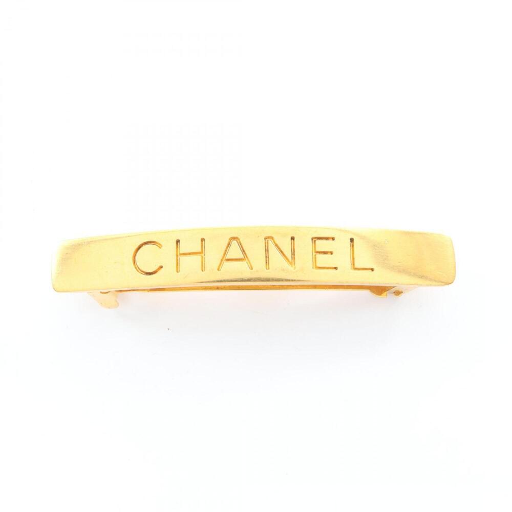 Chanel CHANEL Logo 97P Hair Accessory Barrette GP (Gold Plated) Women's Gold ...